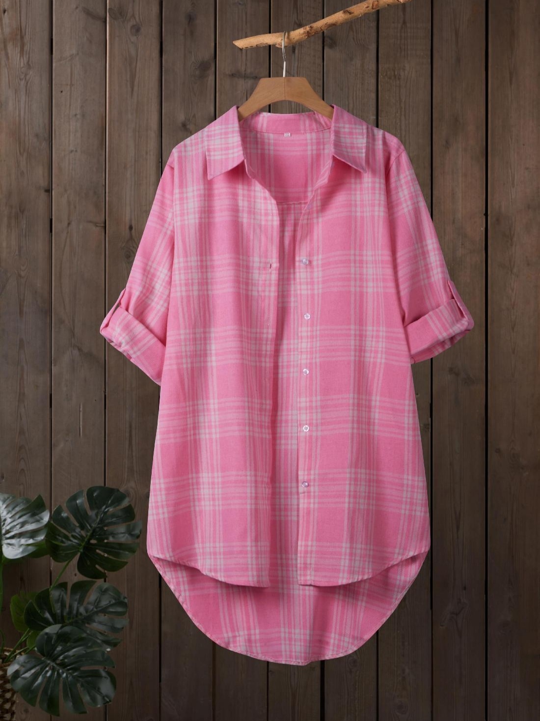 Korean Lifestyle - Plus Size Retro Korean Pure Plaid