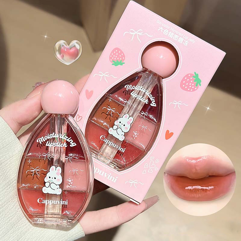 6 Color Mirror Lip Gloss Palet - مراجعة Lip Tint Korean وسعره