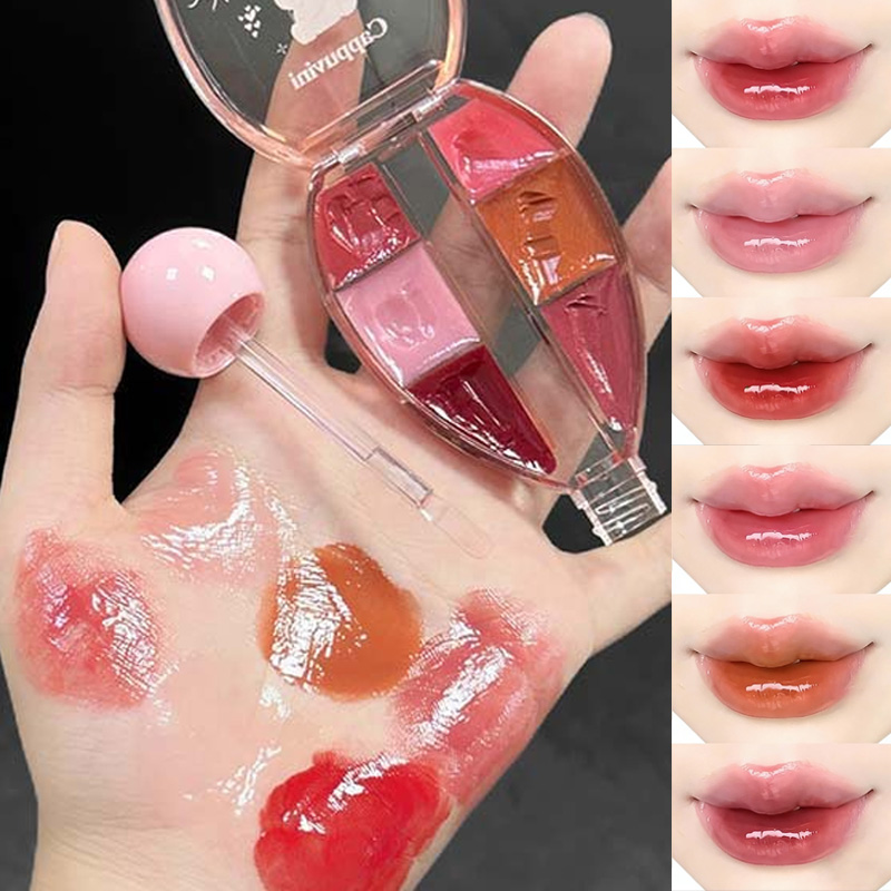 6 Color Mirror Lip Gloss Palet - مراجعة Lip Tint Korean وسعره