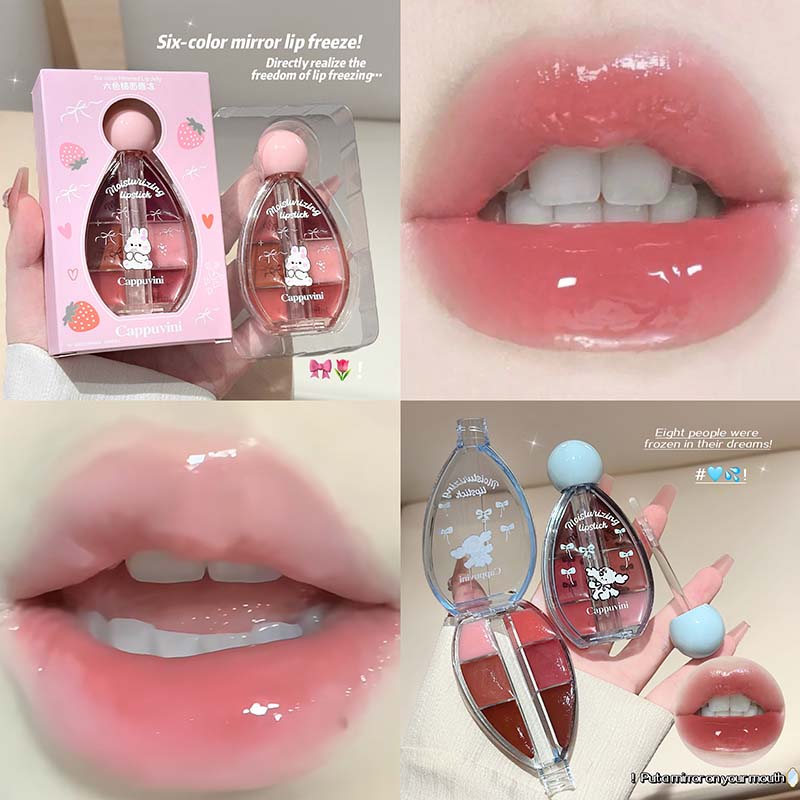 6 Color Mirror Lip Gloss Palet - مراجعة Lip Tint Korean وسعره